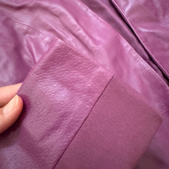 Vintage Hal Rubenstein Sz. L Purple Textured 100% Leather Jacket W/Pockets - Picture 14 of 14